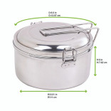 Noxbox reusable round stainless steel Lunchbox with stainless steel lid 30oz D:5.5in W:5.51in H:3in - 6 pcs Noxbox reusable round stainless steel Lunchbox with stainless steel lid 30oz D:5.5in W:5.51in H:3in - 6 pcs